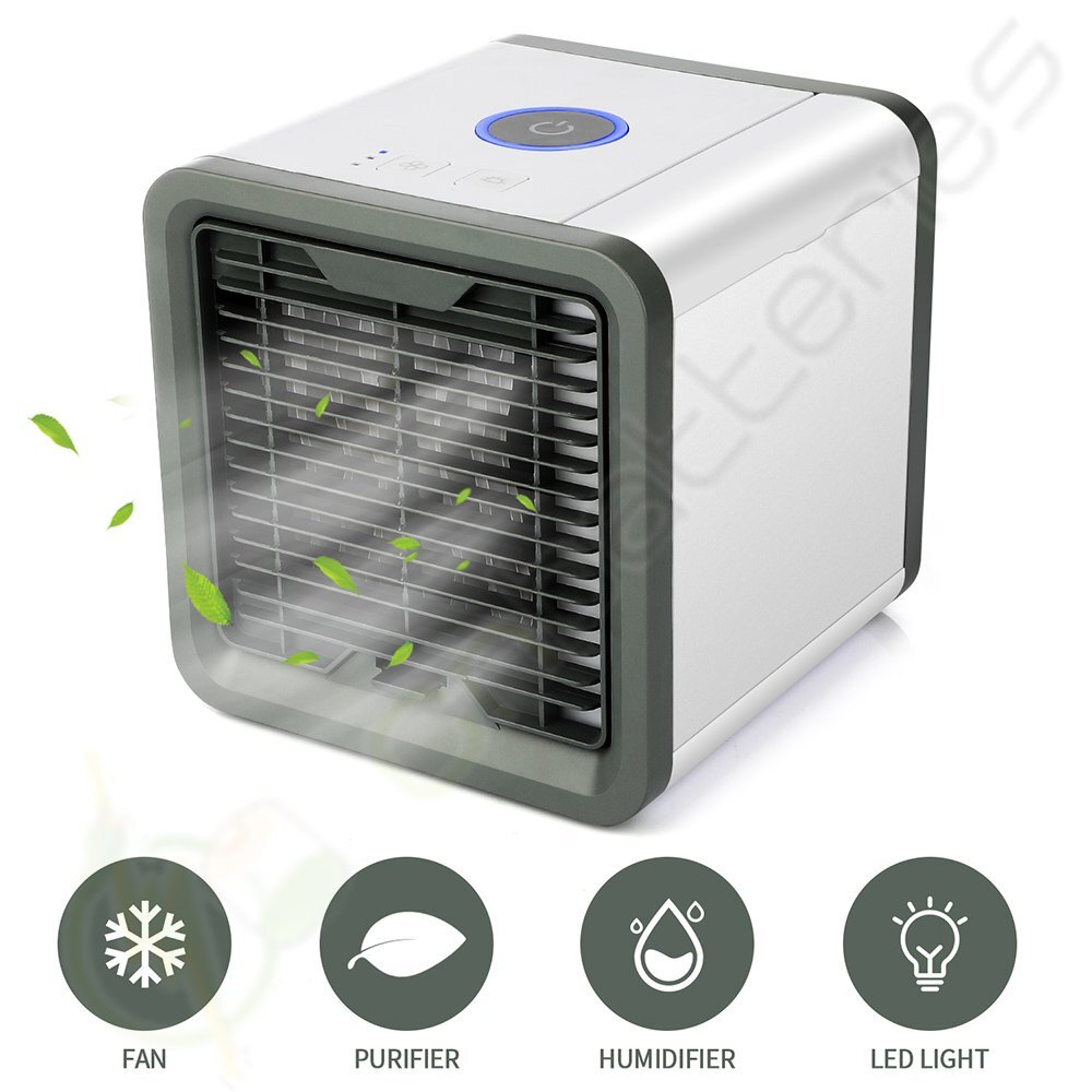 White Portable Air Conditioner LED Cooling Fan Humidifier Purifier 3-in 1 Unit gallery