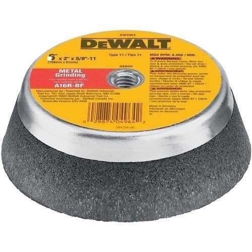 DEWALT DW4962 5" by 2" T11 Metal Grinding Cup Wheel USA gallery