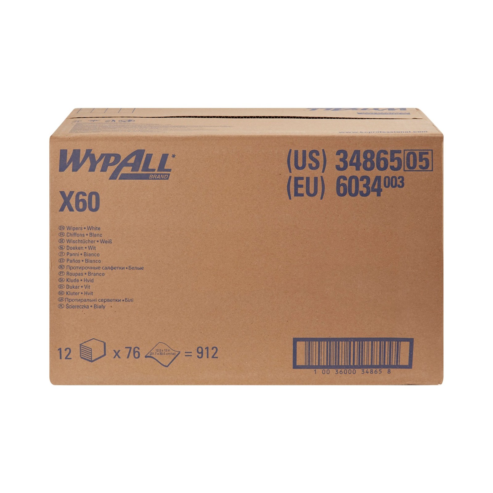WypAll X60 Reusable Washcloth Task Wipes 12 X 12.5" 34865 Case of 912 Wipes gallery
