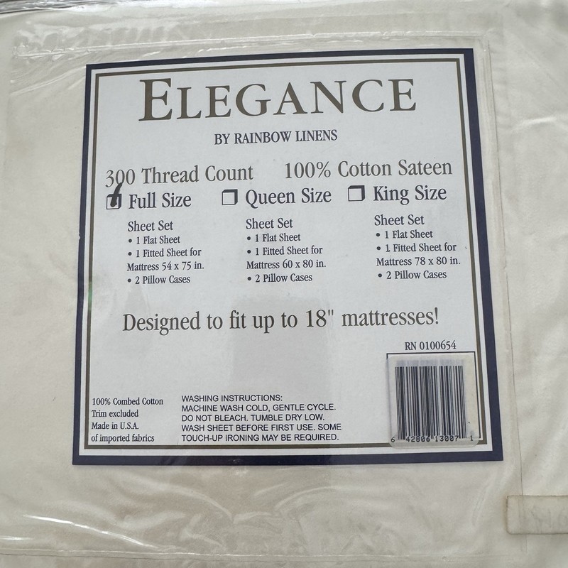 Elegance Rainbow Linens Full Size Sheet Set 18" Deep Mattress 100% Cotton Sateen gallery