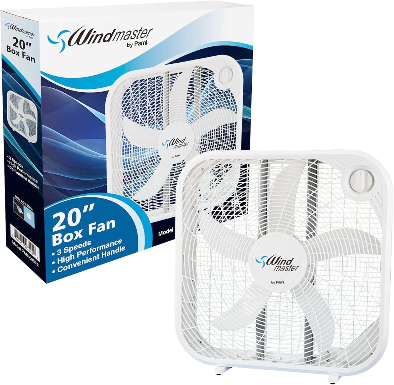 PAMI 20” High Performance Box Fan – Portable 3-Speed Floor Cooling Fan, White gallery