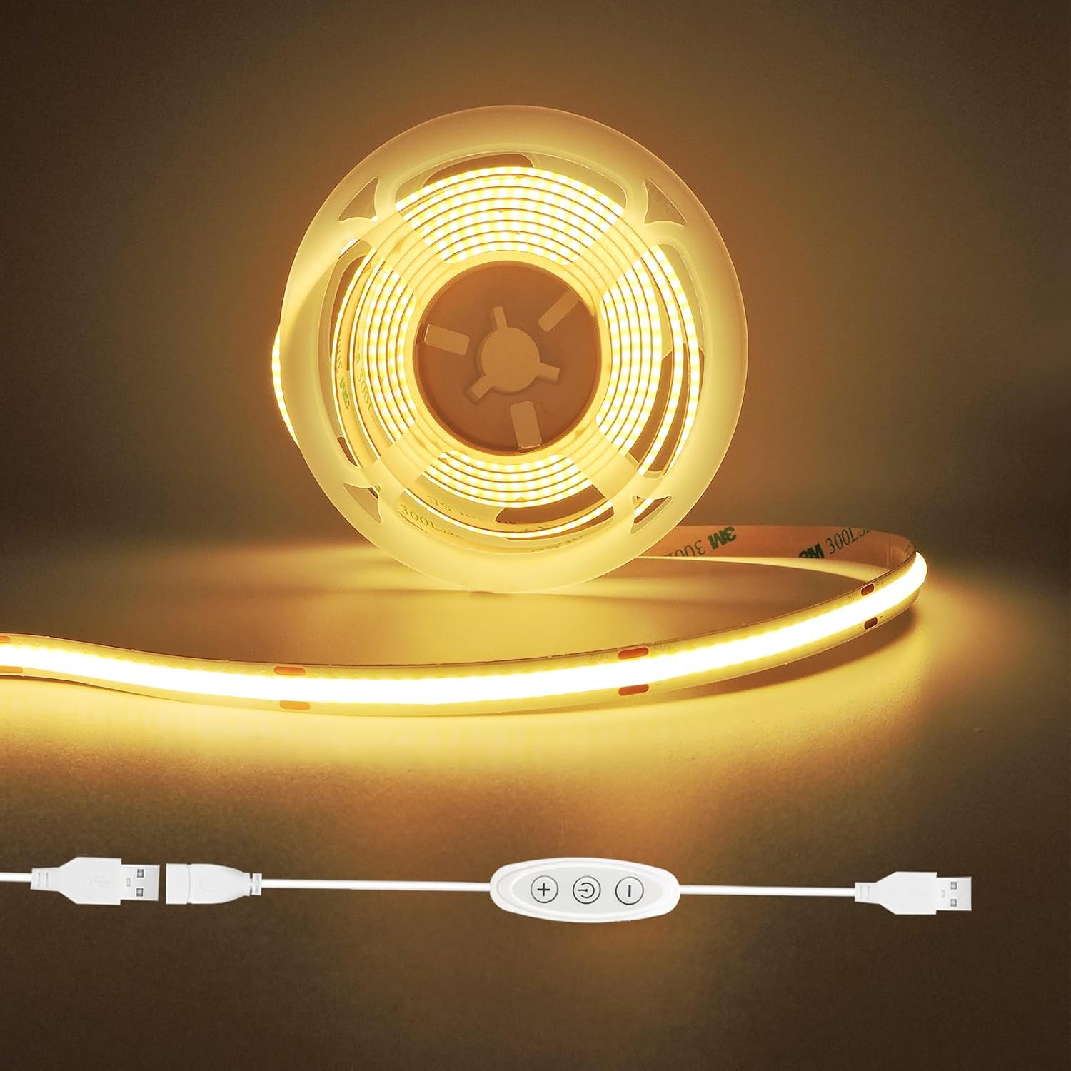 LED Strip Lights 6Ft, Warm White COB LED Light Strip USB Powered, Dimmable 2700K gallery