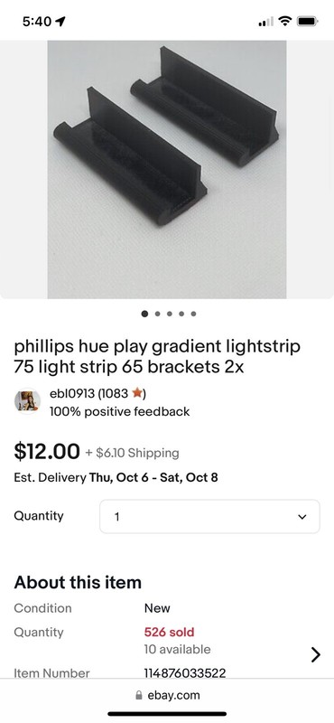 Generic Brackets for Philips hue play gradient lightstrip Mounting brackets 2X gallery