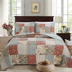 Eleanor Patchwork Reversible Cotton Quilt Set, Bedspread, Coverlet