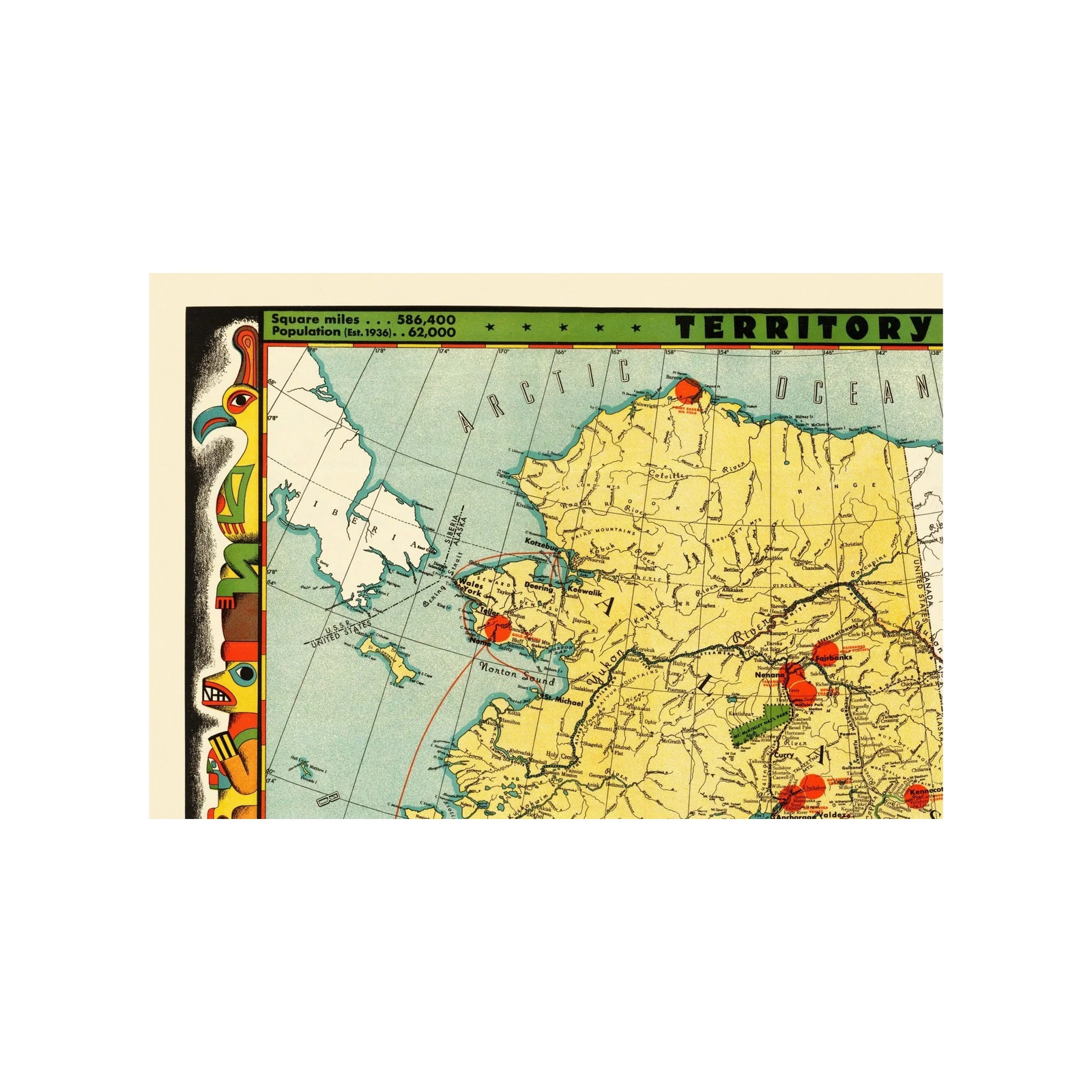 Historic Nautical Map - Alaska Steamship Co - McCaffrey 1936 - Vintage Wall Art gallery