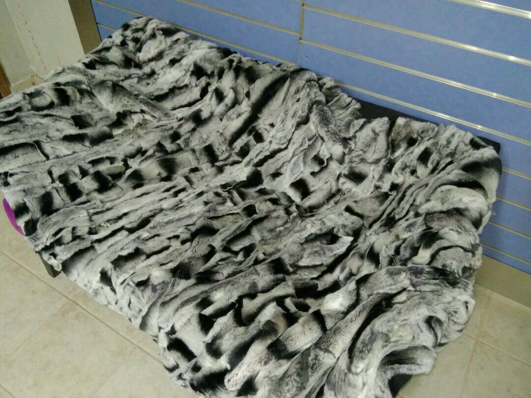 Natural Rex Rabbit Chinchilla Fur Throw 100% Real Fur Bedspread / Blanket gallery