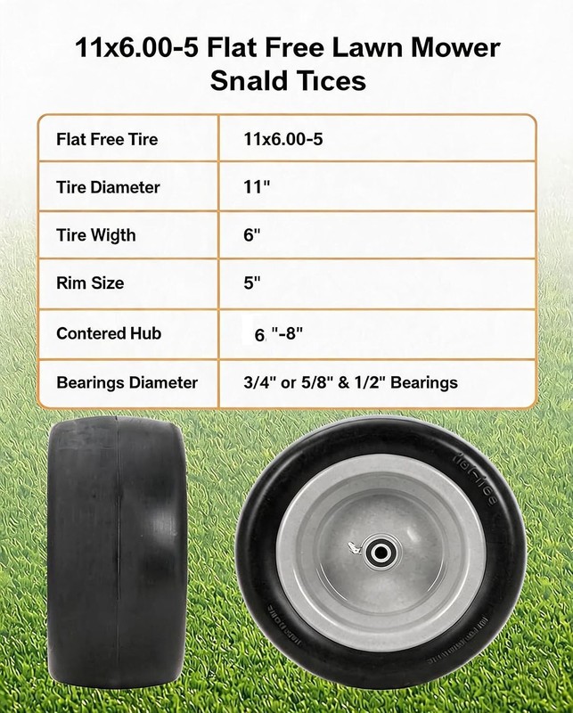 Multiple Sizes 2 Pack Lawn Mower Tire and Wheel Flat Free or Pneumatic Tire gallery