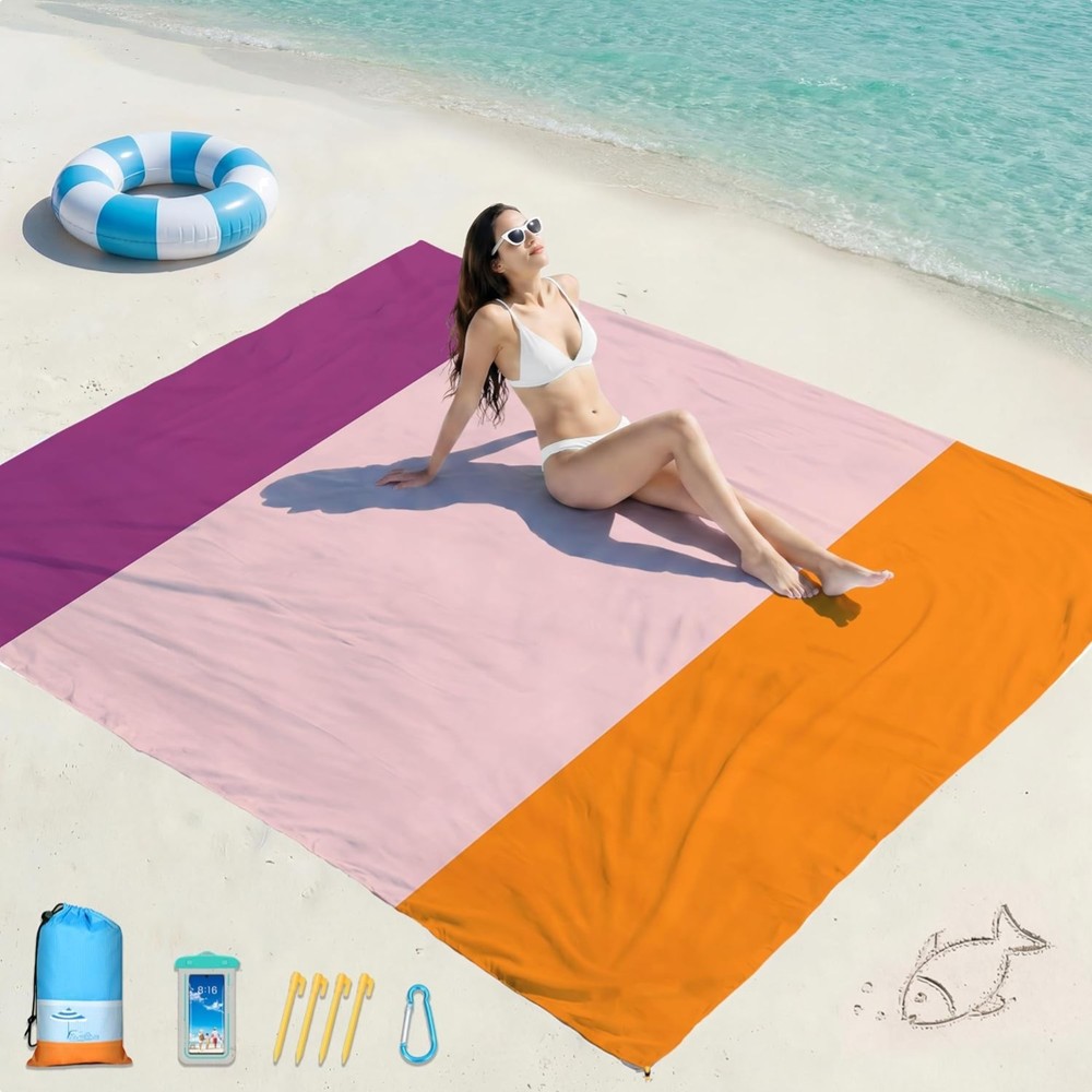 Beach Blanket Oversized Extra Large 78"X81"/10'X9',Waterproof Sandproof Beach...