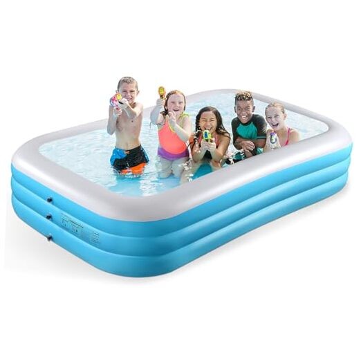 Inflatable Pool for Kids and Adults-Full-Sized Inflatable 130"*72"*22" Blue gallery