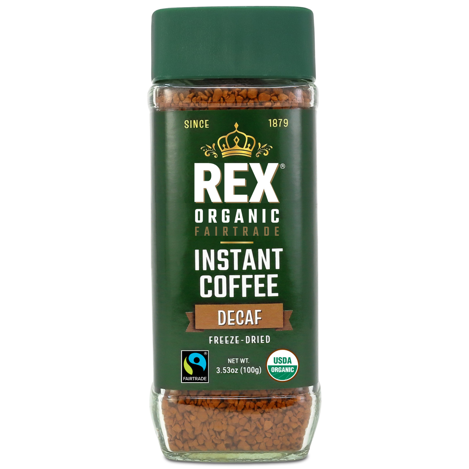 Rex Coffee Organic Fairtrade Natural Decaf Freeze-Dried Instant Arabica 3.53 oz gallery