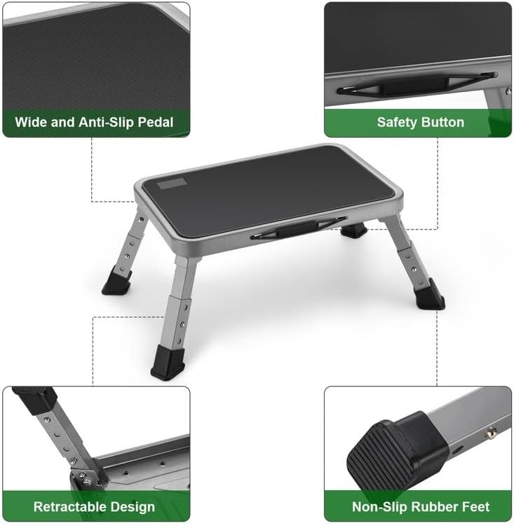 Compact Portable Step Stool - Non-Slip, Adjustable 1-Step Ladder for All Rooms gallery