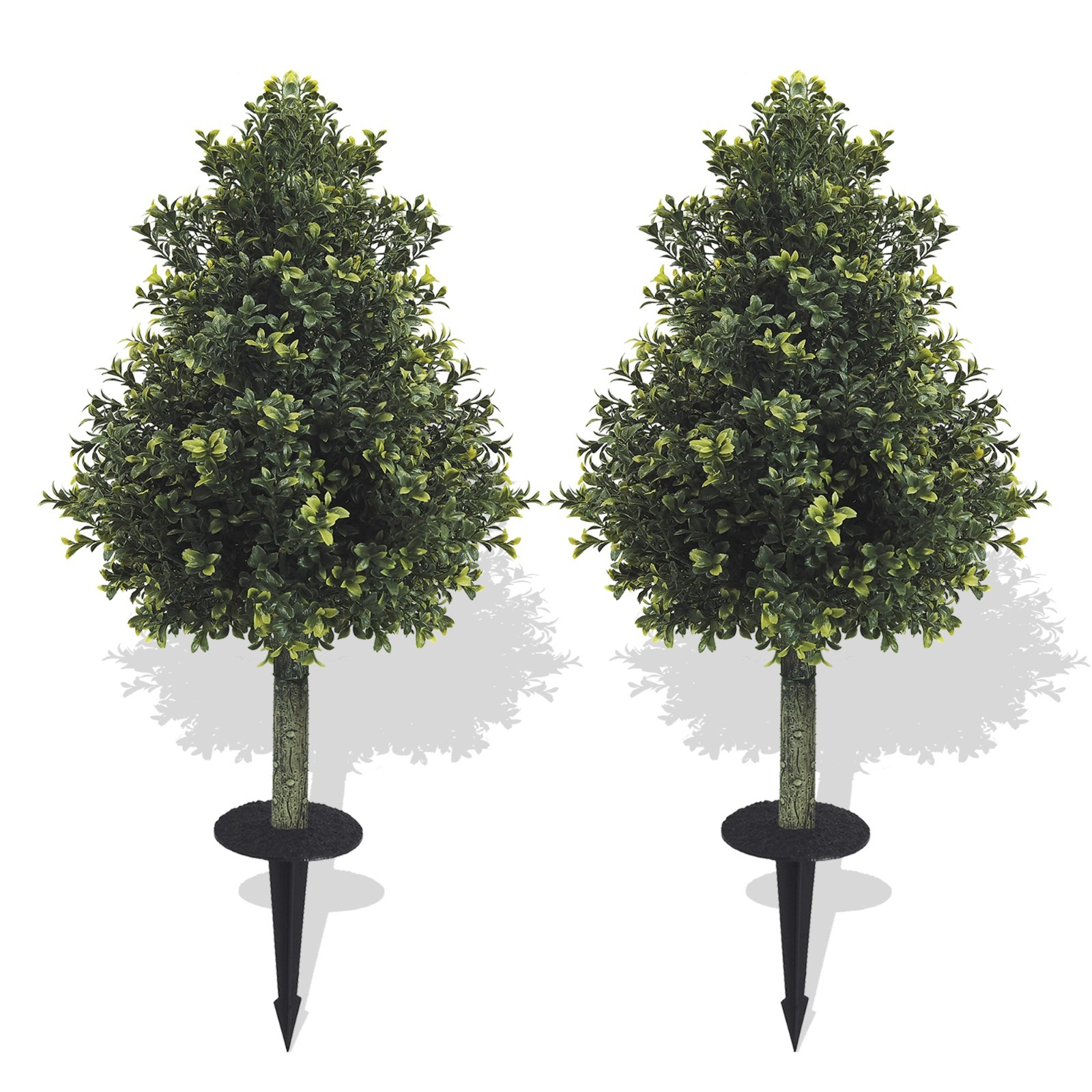 2Pack Artificial Boxwood Topiary, Outdoor Fake Evergreen Plants with GroundStake gallery
