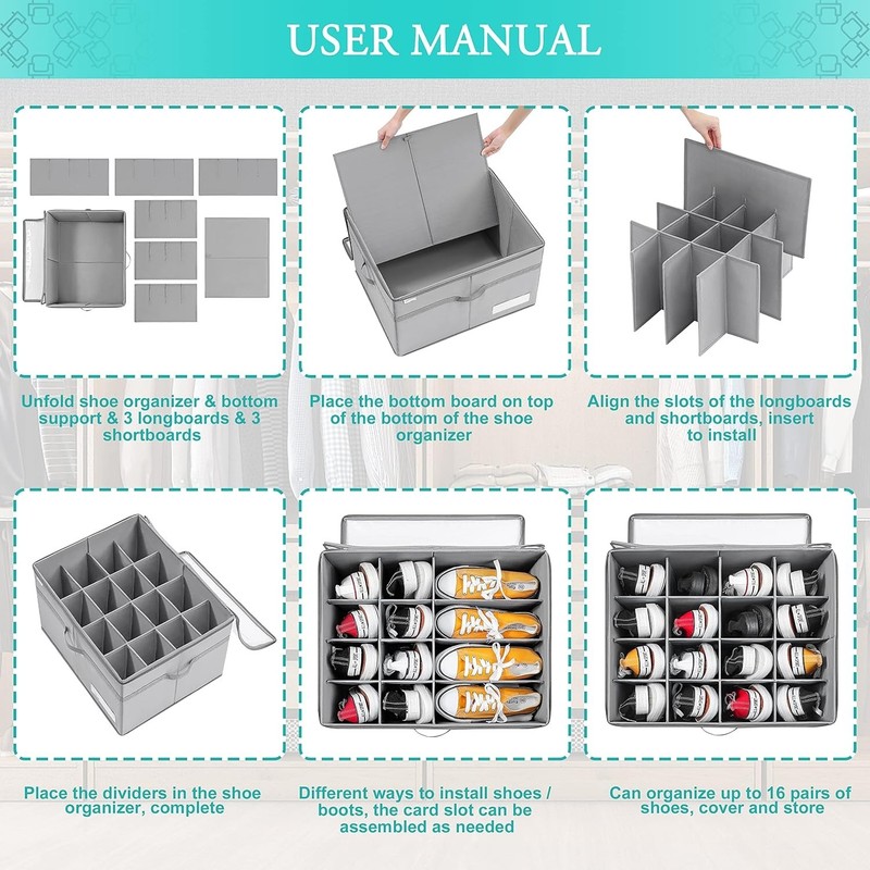Stylish Clear Shoe Boxes with Bottom Support, Fits 16 Pairs - Perfect Organizer gallery