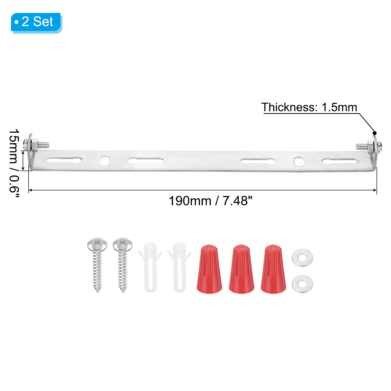 2 Set 190mm (7.5") Universal Light Fixture Mounting Bracket Kit with Screw gallery