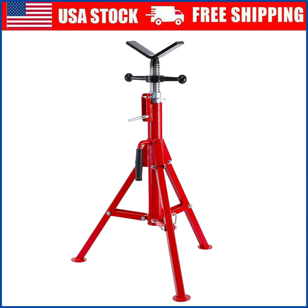 V Head Pipe Jack Stand 28"-52" Adjust Height Heavy Duty Steel 1/8"-12" 2500lbs