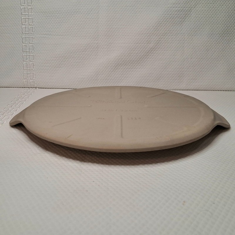 Pampered Chef Pizza Stone Baking Stone Stoneware 13” With Handles No Box gallery