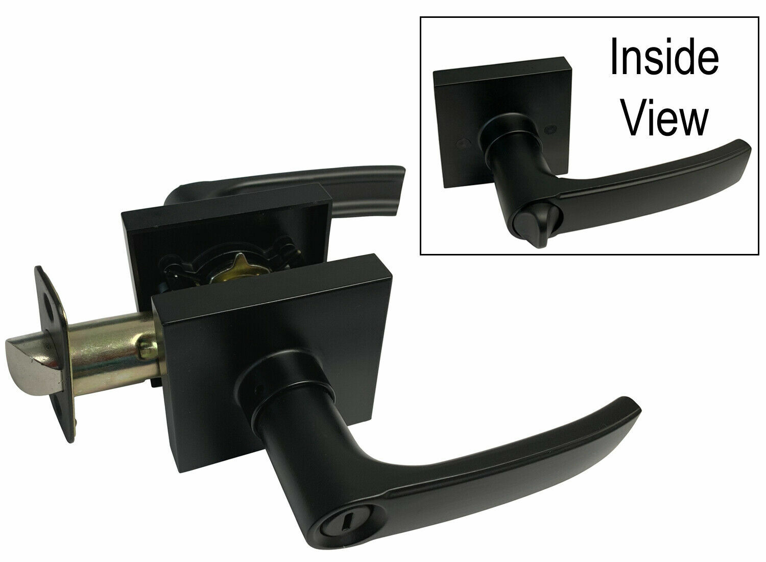 House Guard Matte Black Square Door Levers Locks Knobs Handle Privacy Keyed gallery