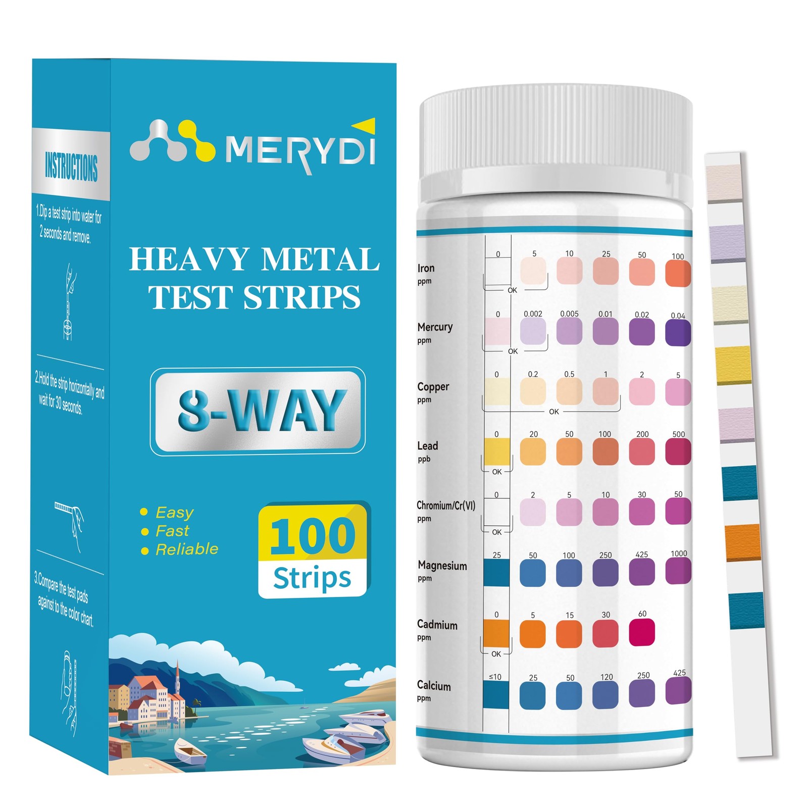 Heavy Metals Water Test Strips (8 Tests) - 100ct Home Testing Kit for... gallery
