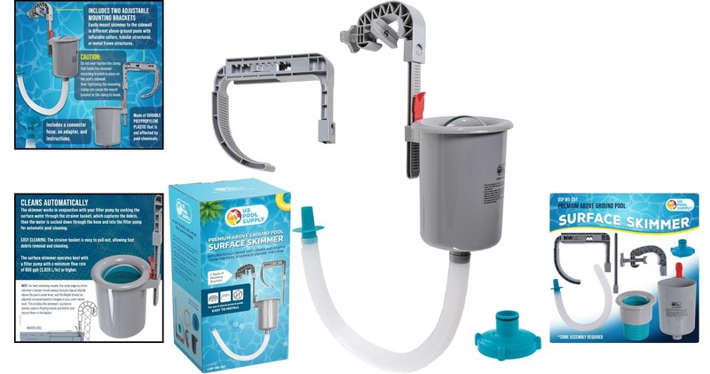 Efficient Above Ground Pool Skimmer – Automatic Surface Cleaner with Accessories gallery