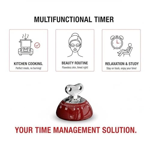Retro Kitchen Timer Magnetic Mechanical 60 Minute Wind Up Timer No Red gallery