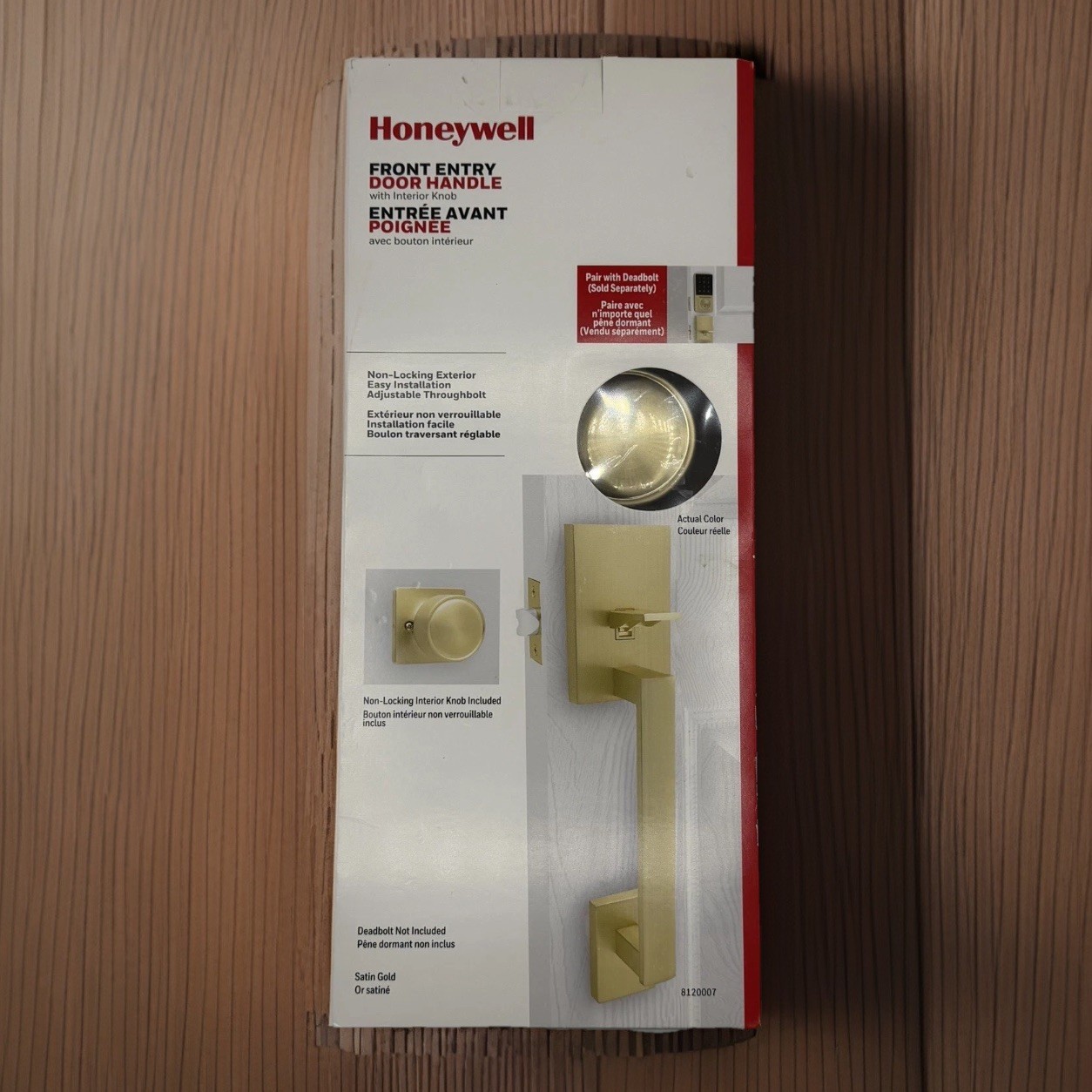 Honeywell Front Entry Door Handle Satin Gold Modern Square Lever Set 8120007 gallery