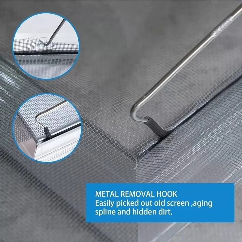Screen Repair Kit - Screen Roller Tool with Bearing, Screen Retainer Spline(32Ft gallery
