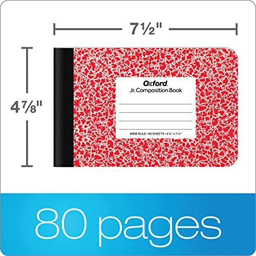 Jr. Composition Notebooks, Half Size, 4-7/8 x 7-1/2 Inches, Wide Ruled Paper, gallery