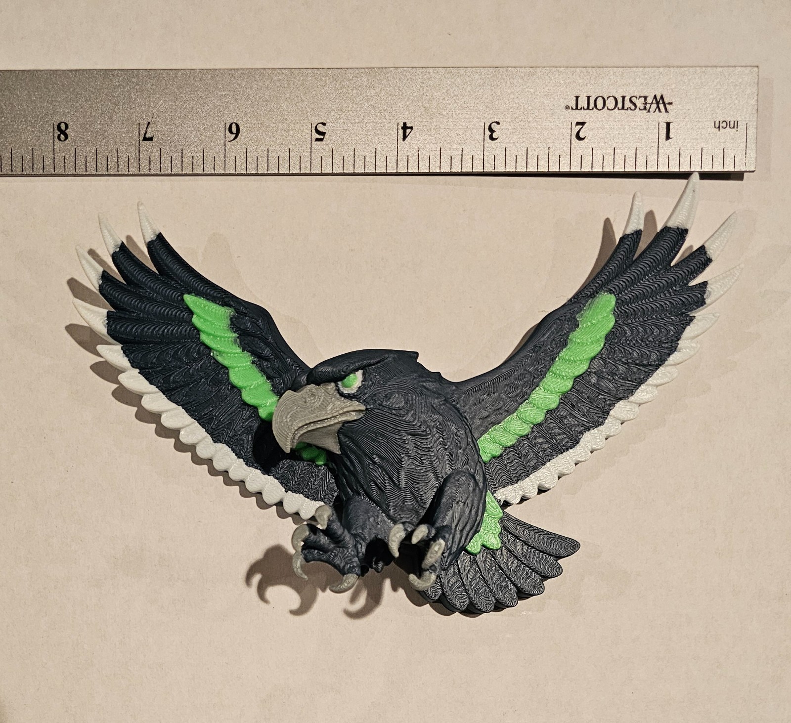 Seahawk Wall Decor 3D Print - 8" x 5" x 3" - Gray Navy Blue Green Seattle Gift gallery
