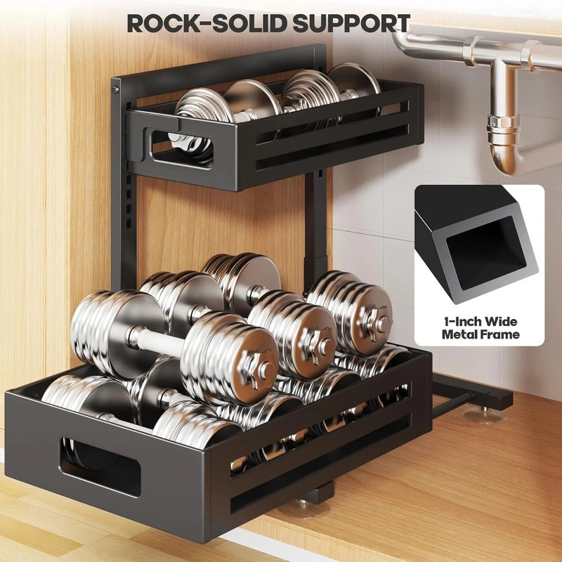 2 Pack Under Sink Organizer,Pull Out Cabinet Organizer with Smooth Cylindrical R gallery