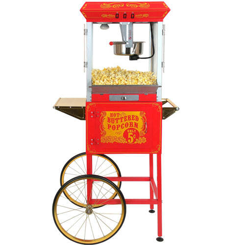 FunTime FT860CR 8oz Premium Red/Gold Popcorn Popper Machine Maker Cart Vintage gallery