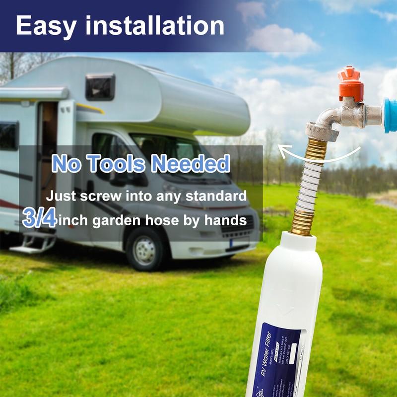 Camper Inline Water Filter System|Flexible Hose Protector,F Gardening Motorhome gallery