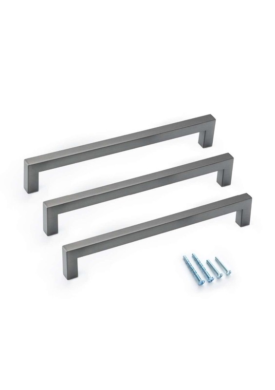 Square Bar Pull Stainless Steel Cabinet Handle Pewter Charcoal Gray. 8 more col. gallery