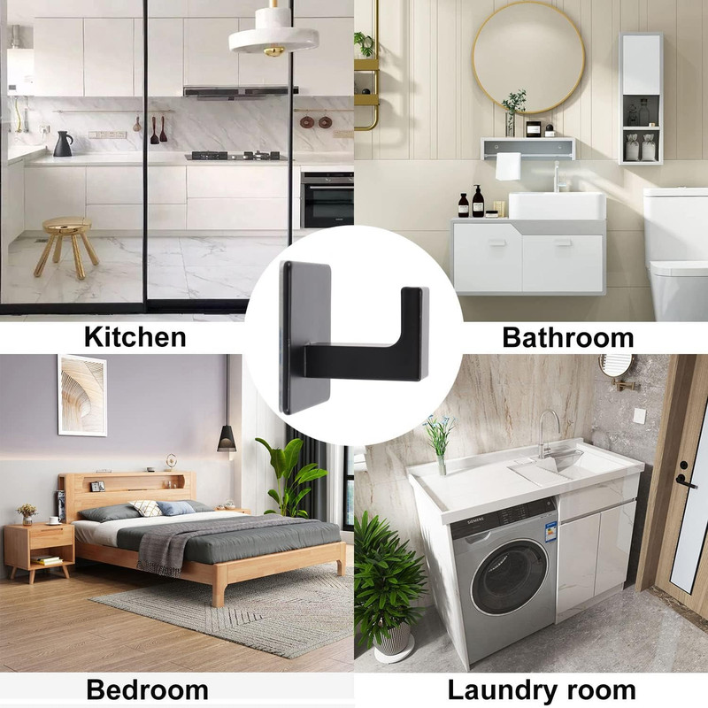 Bath Towel Hook,4 Pack Self Adhesive Square Coat Hooks, Sturdy No Drilling Robe gallery