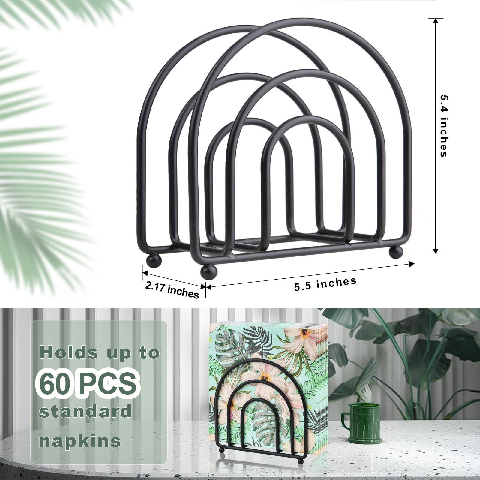 Metal Napkin Holder for Table No Assembly Matte Black Paper Napkin Holders for gallery