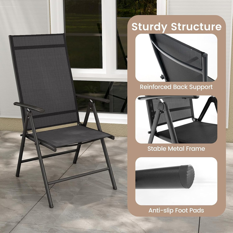 2 Pack Folding Patio Chairs, High Back Outdoor Chairs with 7-Level Adjustable Hi gallery