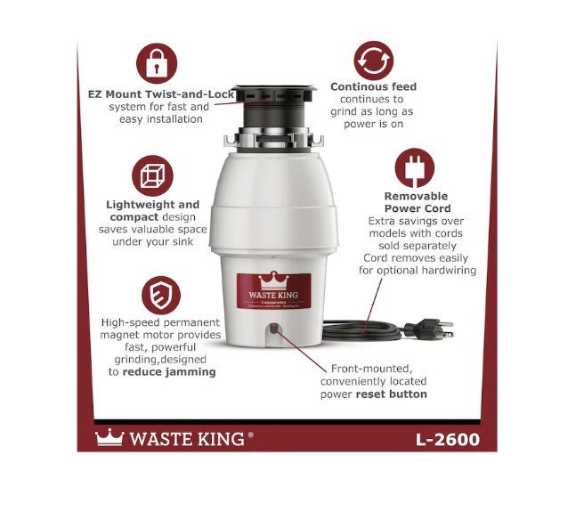 Waste King Legend Continuous feed 1/2-HP Septic Safe Corded Garbage Disposal gallery
