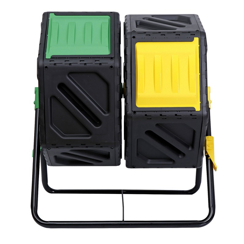 Dual 360 Degrees Rotation Compost Bins Tumbling Metal Support Sturdy Composting gallery