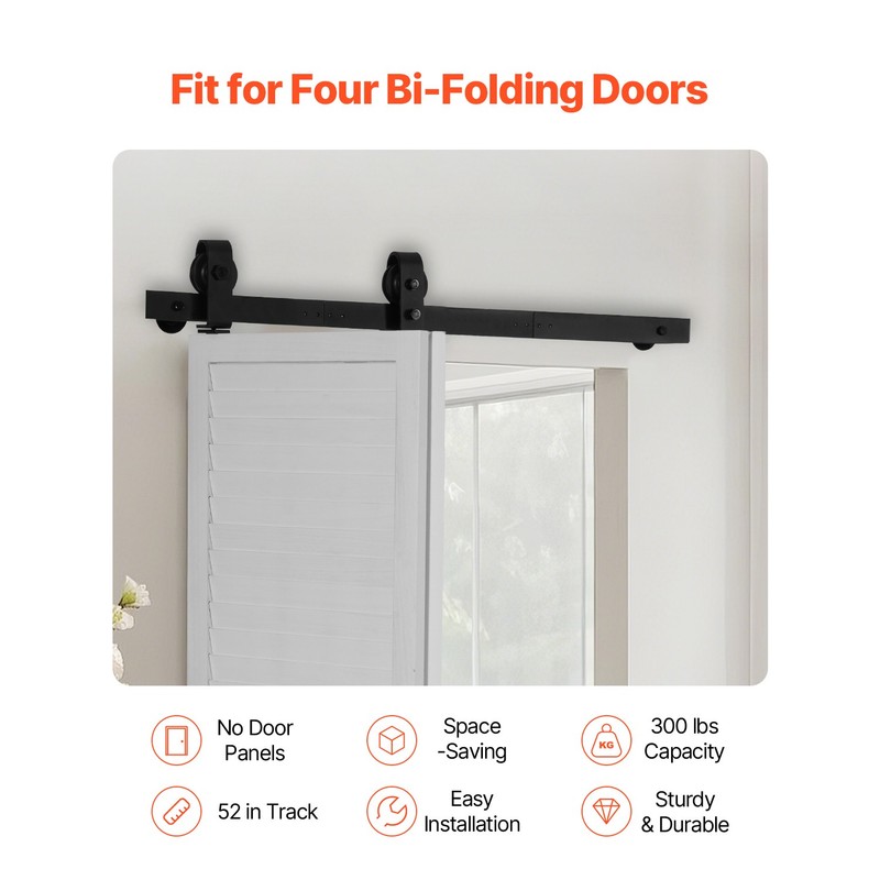 Bi-Folding Sliding Barn Door Hardware Track Kit 36" for Two 16" Doors gallery