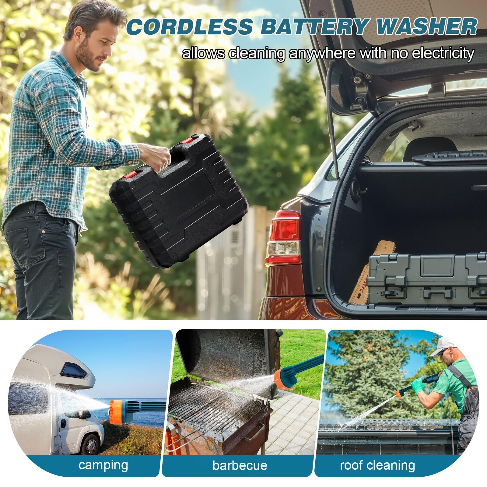 6000mAh Portable Cordless Washer Brushless Battery Operated Handheld Car Washer gallery