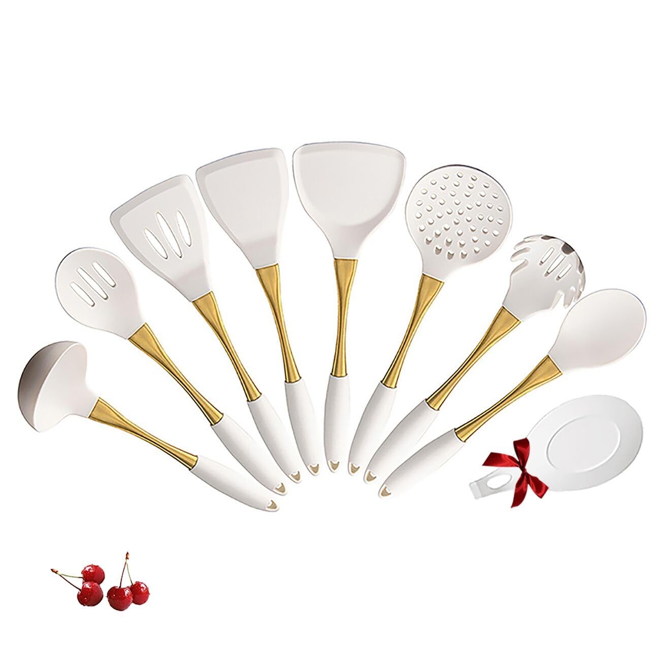 UMEONEVE White And Gold Silicone Cookware Set, common (use), white and gold gallery