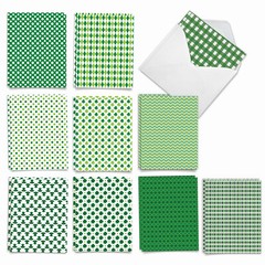 20 Asst’d St. Patrick’s Day Notecards w/ Envelopes(2 of Each) St. Pat Patterns