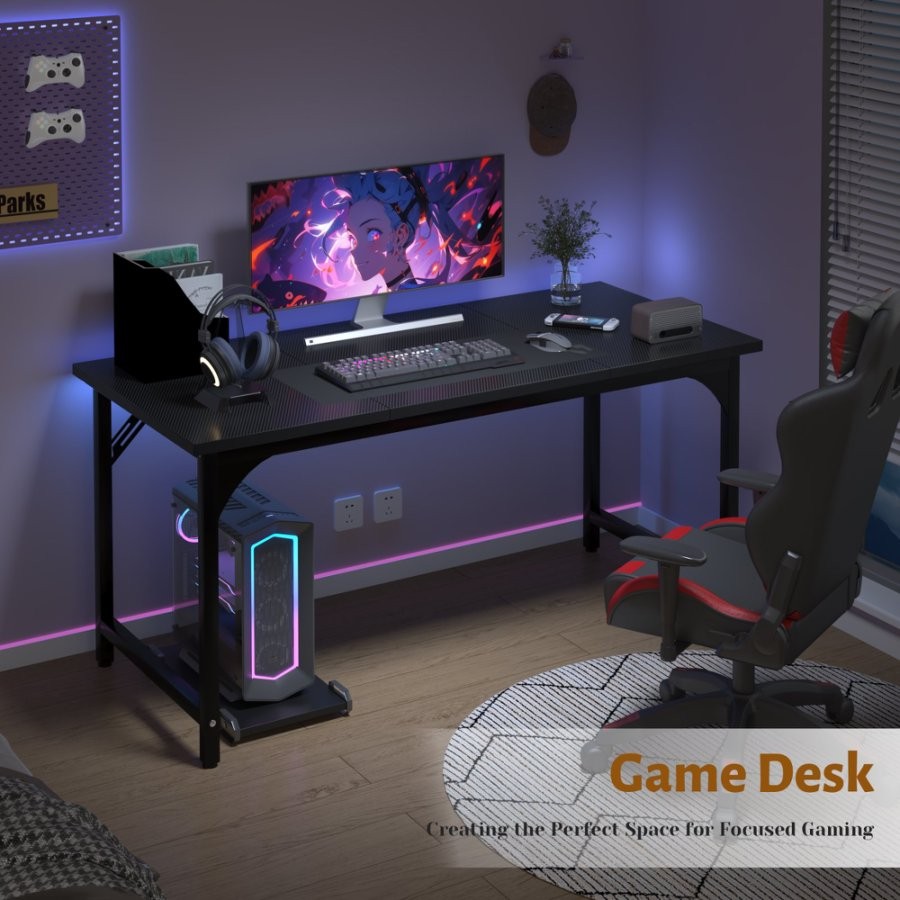 55 Inch Ergonomic Gaming Desk Gaming Table Computer Desk With 3-Piece Table Top gallery