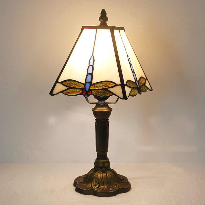 Retro Pyramid Dragonfly Stained Glass Tiffany style Table Bedside Reading lamp gallery