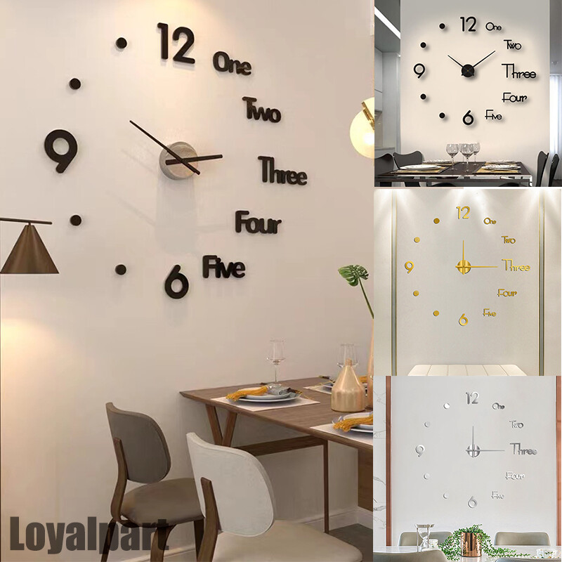 3D Large Wall Clock Mirror Surface Modern DIY Sticker Office Home Shop Art Decor gallery