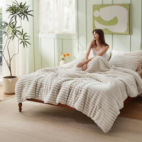 Bedsure Full Fluffy Comforter Set - GentleSoft 3 Full (82" x 86") 02 - Linen gallery
