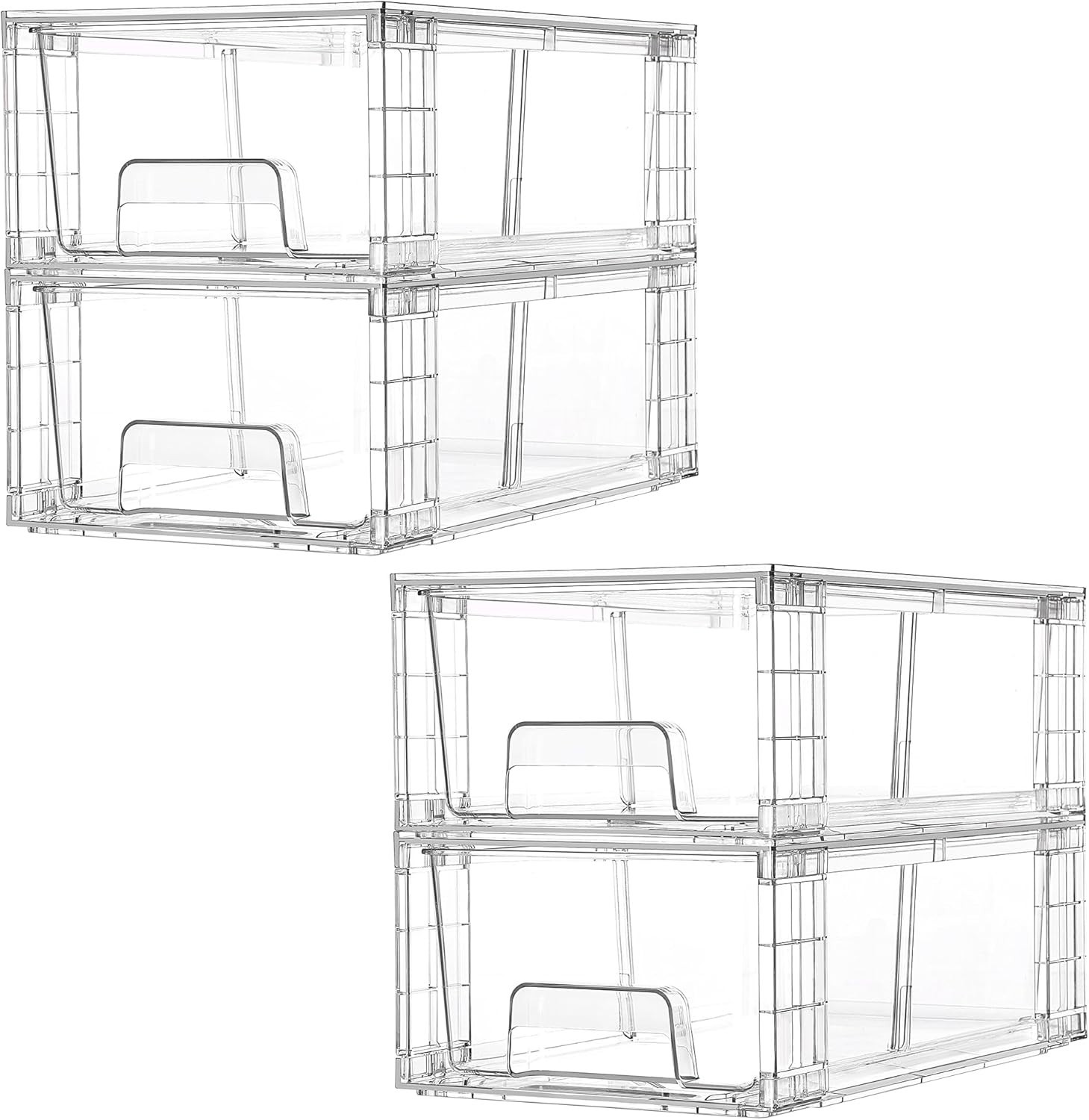 Vtopmart 4 Pack Large Stackable Storage Drawers, Clear Acrylic, 12"Lx7.5"Wx4.4"H gallery