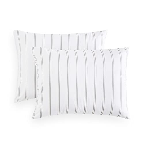 - Striped Pillow Cases, Ticking Stripe Vertical Standard (20"x26") Gray White gallery