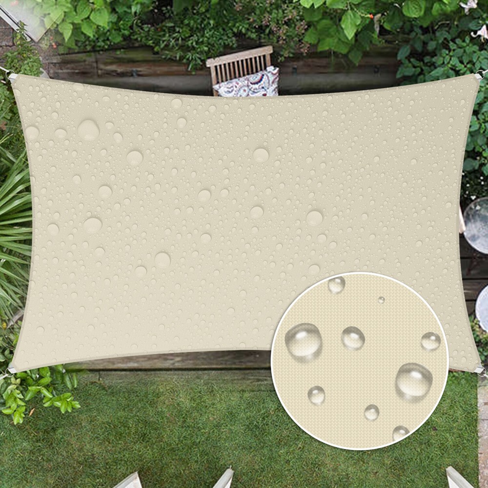 Waterproof Beige Sun Shade Sail Rectangle Awning Top Canopy Custom Size 5' -24'