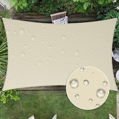 Waterproof Beige Sun Shade Sail Rectangle Awning Top Canopy Custom Size 5′ -24′