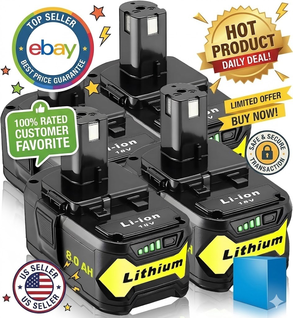 Generic 18V 8.0Ah Li-Ion Battery 4-Pack Compatible with 18V ONE+ Cordless Tools gallery